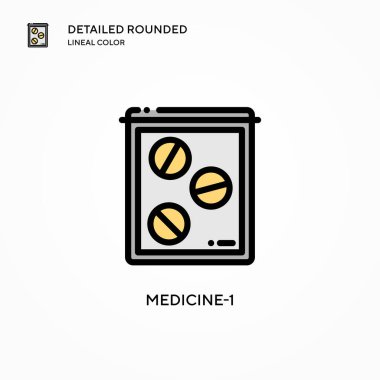 İlaç-1 vektör simgesi. Modern vektör illüstrasyon kavramları. Düzenlemesi ve kişiselleştirmesi kolay.