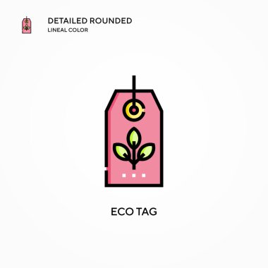 Eko etiket vektör simgesi. Modern vektör illüstrasyon kavramları. Düzenlemesi ve kişiselleştirmesi kolay.