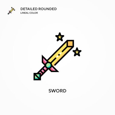 Kılıç vektör simgesi. Modern vektör illüstrasyon kavramları. Düzenlemesi ve kişiselleştirmesi kolay.
