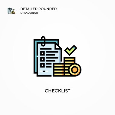 Kontrol listesi vektör simgesi. Modern vektör illüstrasyon kavramları. Düzenlemesi ve kişiselleştirmesi kolay.