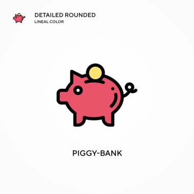 Domuz kumbarası vektör ikonu. Modern vektör illüstrasyon kavramları. Düzenlemesi ve kişiselleştirmesi kolay.