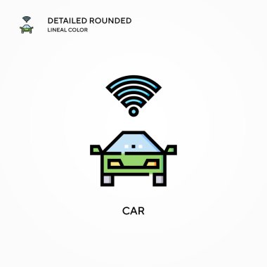 Araba vektör simgesi. Modern vektör illüstrasyon kavramları. Düzenlemesi ve kişiselleştirmesi kolay.