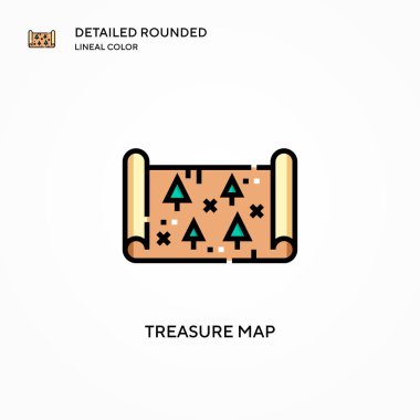 Hazine haritası vektör simgesi. Modern vektör illüstrasyon kavramları. Düzenlemesi ve kişiselleştirmesi kolay.