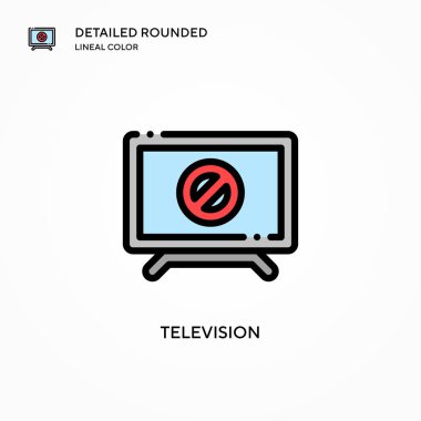 Televizyon vektör simgesi. Modern vektör illüstrasyon kavramları. Düzenlemesi ve kişiselleştirmesi kolay.