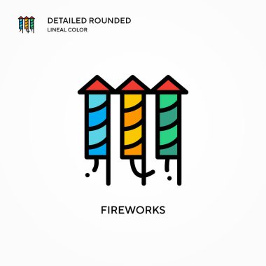 Havai fişek vektör simgesi. Modern vektör illüstrasyon kavramları. Düzenlemesi ve kişiselleştirmesi kolay.