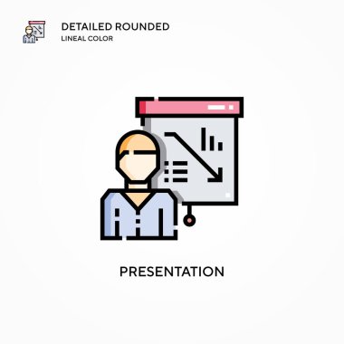 Sunum vektör simgesi. Modern vektör illüstrasyon kavramları. Düzenlemesi ve kişiselleştirmesi kolay.