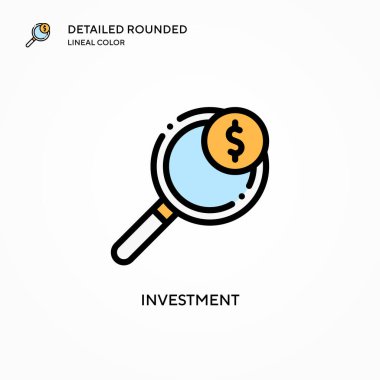 Yatırım vektör simgesi. Modern vektör illüstrasyon kavramları. Düzenlemesi ve kişiselleştirmesi kolay.