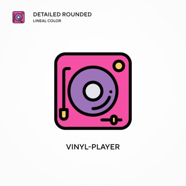 Vinil oyuncu vektör simgesi. Modern vektör illüstrasyon kavramları. Düzenlemesi ve kişiselleştirmesi kolay.