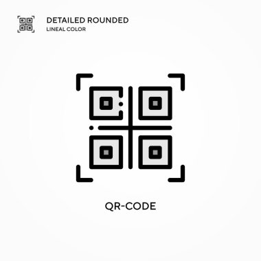 Qr-kod vektör simgesi. Modern vektör illüstrasyon kavramları. Düzenlemesi ve kişiselleştirmesi kolay.