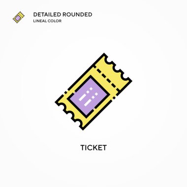 Bilet vektör simgesi. Modern vektör illüstrasyon kavramları. Düzenlemesi ve kişiselleştirmesi kolay.