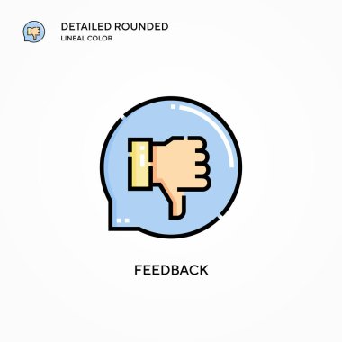 Geri besleme vektör simgesi. Modern vektör illüstrasyon kavramları. Düzenlemesi ve kişiselleştirmesi kolay.