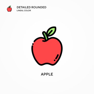 Elma vektör simgesi. Modern vektör illüstrasyon kavramları. Düzenlemesi ve kişiselleştirmesi kolay.