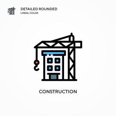 Yapım vektör simgesi. Modern vektör illüstrasyon kavramları. Düzenlemesi ve kişiselleştirmesi kolay.
