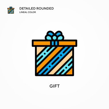Hediye vektör simgesi. Modern vektör illüstrasyon kavramları. Düzenlemesi ve kişiselleştirmesi kolay.