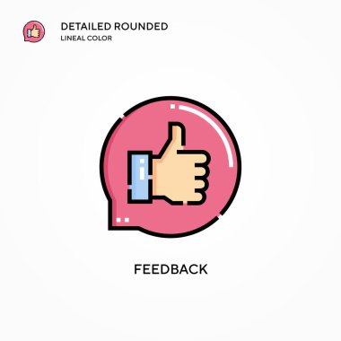 Geri besleme vektör simgesi. Modern vektör illüstrasyon kavramları. Düzenlemesi ve kişiselleştirmesi kolay.