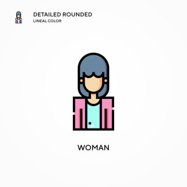 Kadın vektör simgesi. Modern vektör illüstrasyon kavramları. Düzenlemesi ve kişiselleştirmesi kolay.