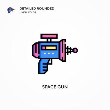 Uzay silahı vektör simgesi. Modern vektör illüstrasyon kavramları. Düzenlemesi ve kişiselleştirmesi kolay.