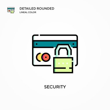 Güvenlik vektör simgesi. Modern vektör illüstrasyon kavramları. Düzenlemesi ve kişiselleştirmesi kolay.