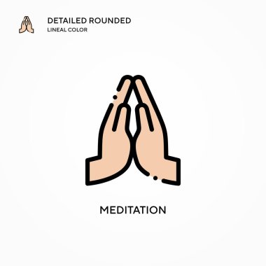 Meditasyon vektör simgesi. Modern vektör illüstrasyon kavramları. Düzenlemesi ve kişiselleştirmesi kolay.