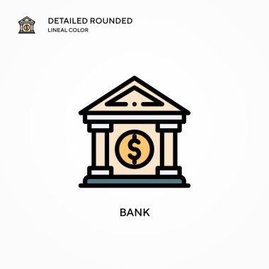 Banka vektör simgesi. Modern vektör illüstrasyon kavramları. Düzenlemesi ve kişiselleştirmesi kolay.