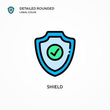 Kalkan vektör simgesi. Modern vektör illüstrasyon kavramları. Düzenlemesi ve kişiselleştirmesi kolay.