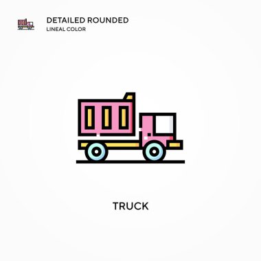 Kamyon vektör simgesi. Modern vektör illüstrasyon kavramları. Düzenlemesi ve kişiselleştirmesi kolay.
