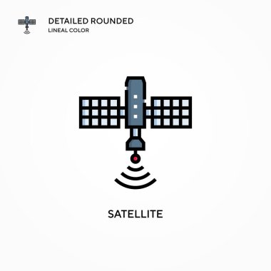Uydu vektör simgesi. Modern vektör illüstrasyon kavramları. Düzenlemesi ve kişiselleştirmesi kolay.