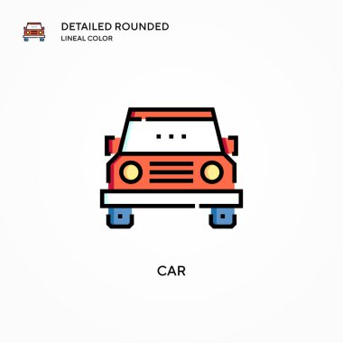 Araba vektör simgesi. Modern vektör illüstrasyon kavramları. Düzenlemesi ve kişiselleştirmesi kolay.