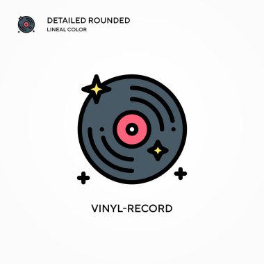 Vinil kayıt vektör simgesi. Modern vektör illüstrasyon kavramları. Düzenlemesi ve kişiselleştirmesi kolay.