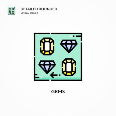 Gems vektör simgesi. Modern vektör illüstrasyon kavramları. Düzenlemesi ve kişiselleştirmesi kolay.