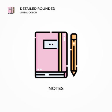 Not vektör simgesi. Modern vektör illüstrasyon kavramları. Düzenlemesi ve kişiselleştirmesi kolay.