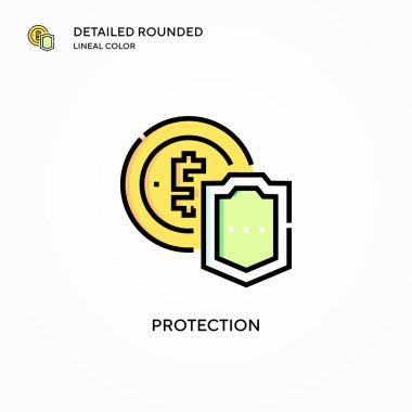 Koruma vektör simgesi. Modern vektör illüstrasyon kavramları. Düzenlemesi ve kişiselleştirmesi kolay.