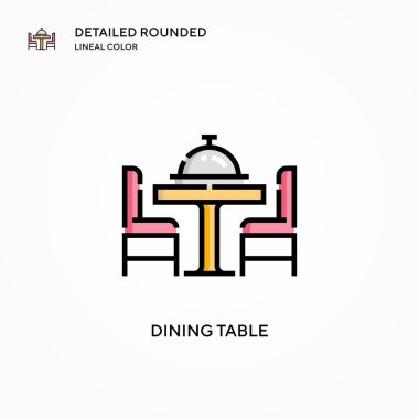 Yemek masası vektör simgesi. Modern vektör illüstrasyon kavramları. Düzenlemesi ve kişiselleştirmesi kolay.
