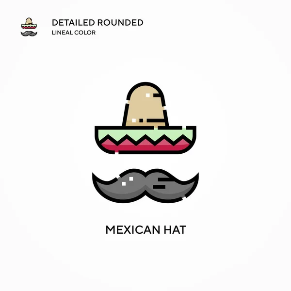 Icono Vector Sombrero Mexicano Conceptos Modernos Ilustración Vectorial Fácil Editar — Archivo Imágenes Vectoriales