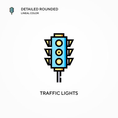 Trafik ışıkları vektör simgesi. Modern vektör illüstrasyon kavramları. Düzenlemesi ve kişiselleştirmesi kolay.