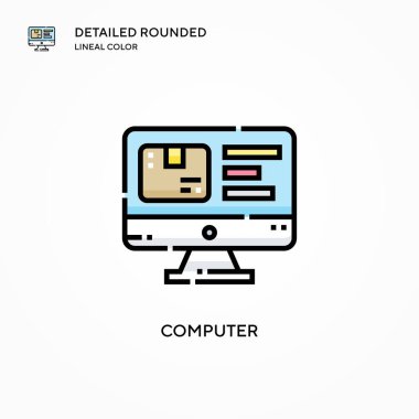 Bilgisayar vektör simgesi. Modern vektör illüstrasyon kavramları. Düzenlemesi ve kişiselleştirmesi kolay.