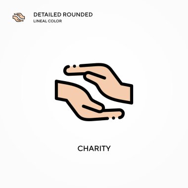 Charity vektör simgesi. Modern vektör illüstrasyon kavramları. Düzenlemesi ve kişiselleştirmesi kolay.