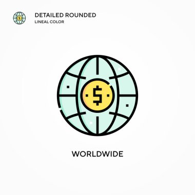 Dünya çapında vektör simgesi. Modern vektör illüstrasyon kavramları. Düzenlemesi ve kişiselleştirmesi kolay.