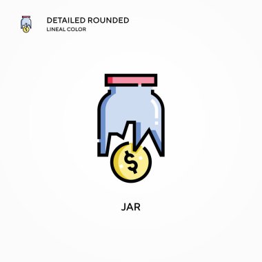 Jar vektör simgesi. Modern vektör illüstrasyon kavramları. Düzenlemesi ve kişiselleştirmesi kolay.