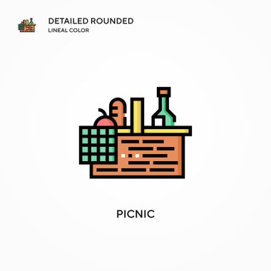 Piknik vektör simgesi. Modern vektör illüstrasyon kavramları. Düzenlemesi ve kişiselleştirmesi kolay.