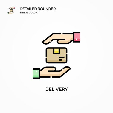 Teslimat vektör simgesi. Modern vektör illüstrasyon kavramları. Düzenlemesi ve kişiselleştirmesi kolay.