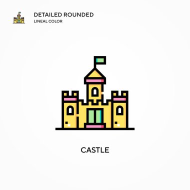 Castle vektör simgesi. Modern vektör illüstrasyon kavramları. Düzenlemesi ve kişiselleştirmesi kolay.