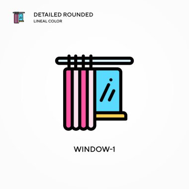 Pencere-1 vektör simgesi. Modern vektör illüstrasyon kavramları. Düzenlemesi ve kişiselleştirmesi kolay.