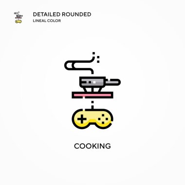 Yemek pişirme vektörü simgesi. Modern vektör illüstrasyon kavramları. Düzenlemesi ve kişiselleştirmesi kolay.