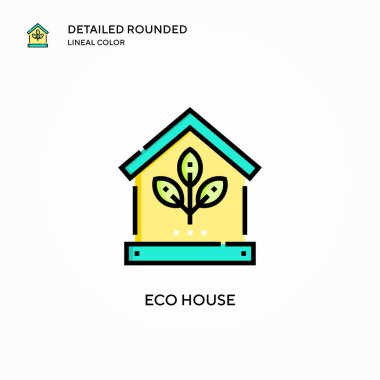 Eko ev vektör simgesi. Modern vektör illüstrasyon kavramları. Düzenlemesi ve kişiselleştirmesi kolay.