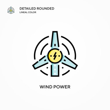Rüzgar enerjisi vektör simgesi. Modern vektör illüstrasyon kavramları. Düzenlemesi ve kişiselleştirmesi kolay.