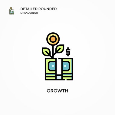 Büyüme vektör simgesi. Modern vektör illüstrasyon kavramları. Düzenlemesi ve kişiselleştirmesi kolay.