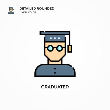 Mezuniyet vektör simgesi. Modern vektör illüstrasyon kavramları. Düzenlemesi ve kişiselleştirmesi kolay.