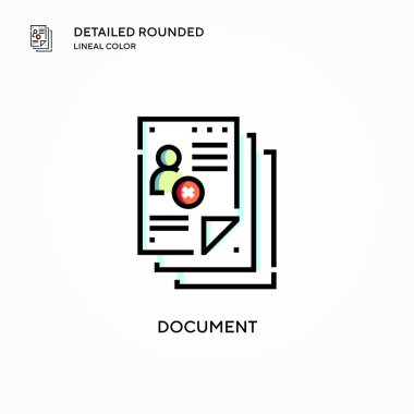 Belge vektör simgesi. Modern vektör illüstrasyon kavramları. Düzenlemesi ve kişiselleştirmesi kolay.