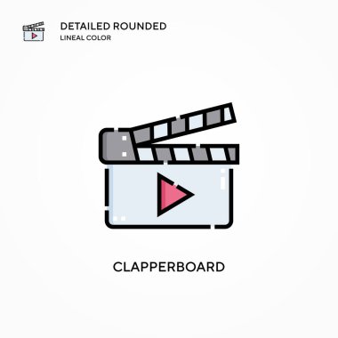 Alkış tahtası vektör simgesi. Modern vektör illüstrasyon kavramları. Düzenlemesi ve kişiselleştirmesi kolay.